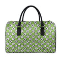 Green Soccer Ball Pattern Print Leather Duffel Bag