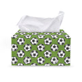 Green Soccer Ball Pattern Print Leather Tissue Box Cover
