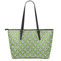 Green Soccer Ball Pattern Print Leather Tote Bag With Zipper