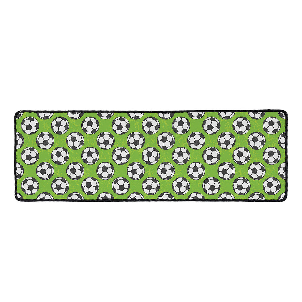 Green Soccer Ball Pattern Print Long Kitchen Mat