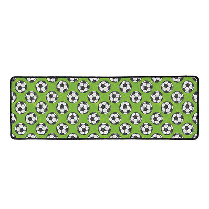 Green Soccer Ball Pattern Print Long Kitchen Mat
