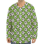 Green Soccer Ball Pattern Print Long Sleeve Baseball Jersey