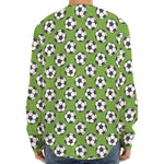 Green Soccer Ball Pattern Print Long Sleeve Baseball Jersey