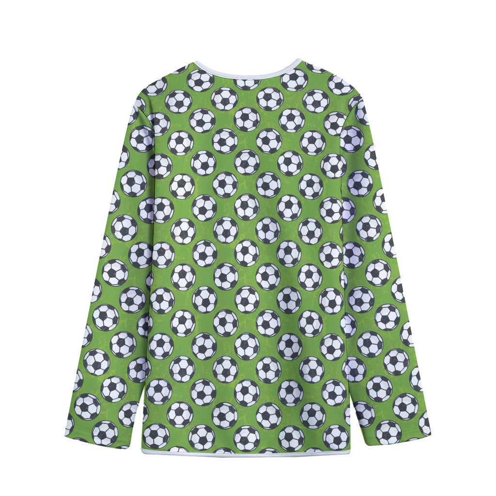 Green Soccer Ball Pattern Print Long Sleeve Short Coat