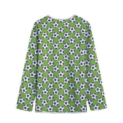 Green Soccer Ball Pattern Print Long Sleeve Short Coat