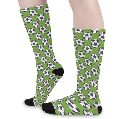 Green Soccer Ball Pattern Print Long Socks