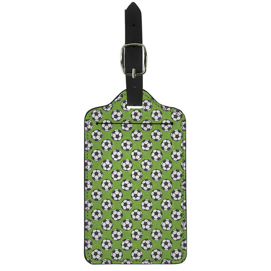 Green Soccer Ball Pattern Print Luggage Tag