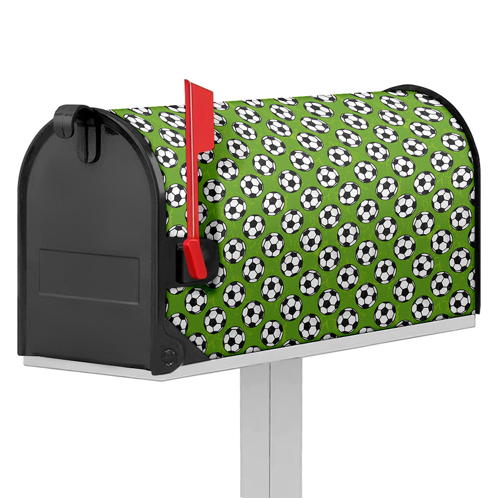 Green Soccer Ball Pattern Print Mailbox Cover