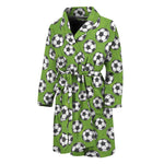 Green Soccer Ball Pattern Print Men's Bathrobe