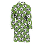 Green Soccer Ball Pattern Print Men's Bathrobe