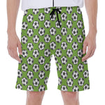 Green Soccer Ball Pattern Print Men's Beach Shorts