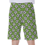 Green Soccer Ball Pattern Print Men's Beach Shorts