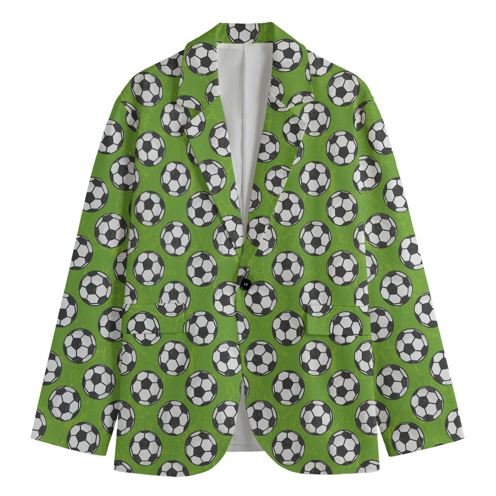 Green Soccer Ball Pattern Print Men's Blazer