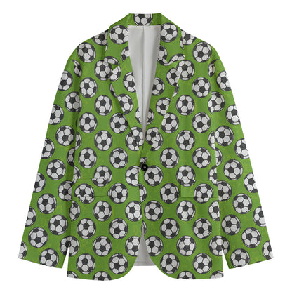 Green Soccer Ball Pattern Print Men's Blazer