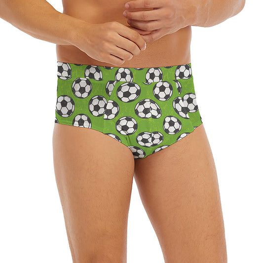 Green Soccer Ball Pattern Print Men's Briefs