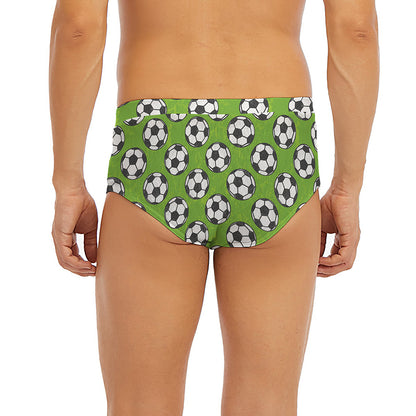 Green Soccer Ball Pattern Print Men's Briefs