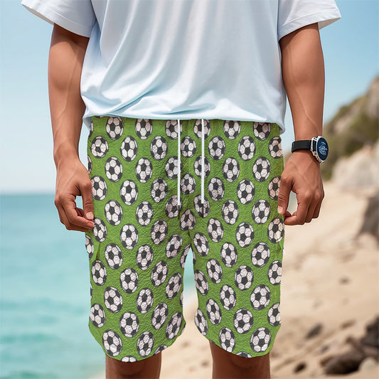 Green Soccer Ball Pattern Print Men's Cargo Shorts
