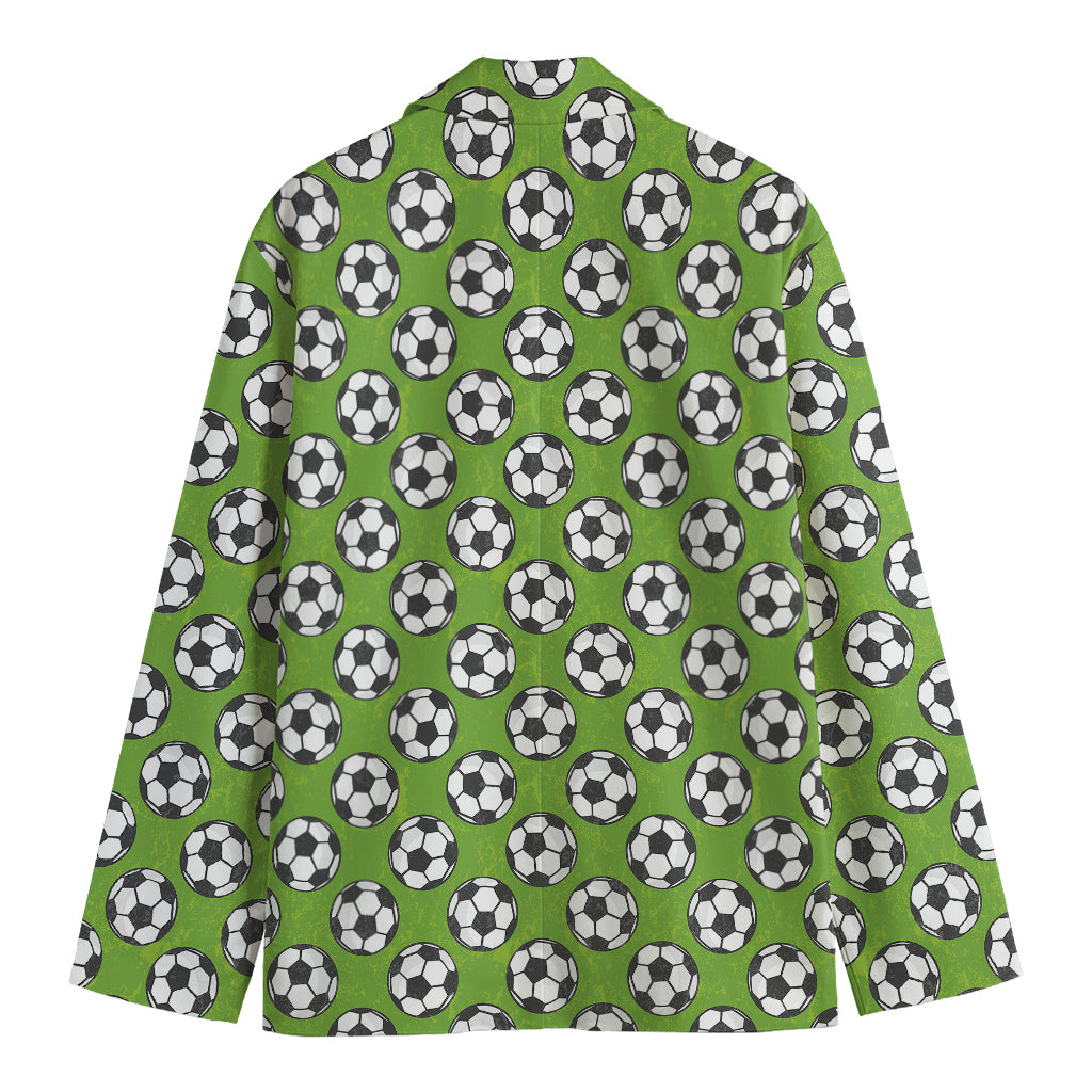 Green Soccer Ball Pattern Print Men's Cotton Blazer