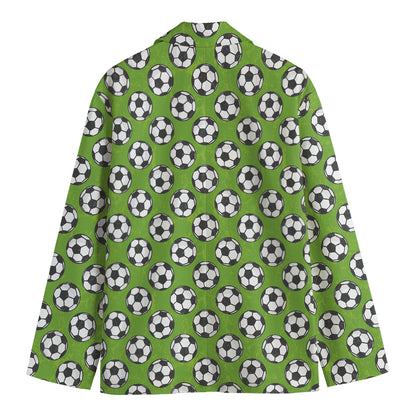 Green Soccer Ball Pattern Print Men's Cotton Blazer