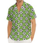 Green Soccer Ball Pattern Print Men's Deep V-Neck Shirt
