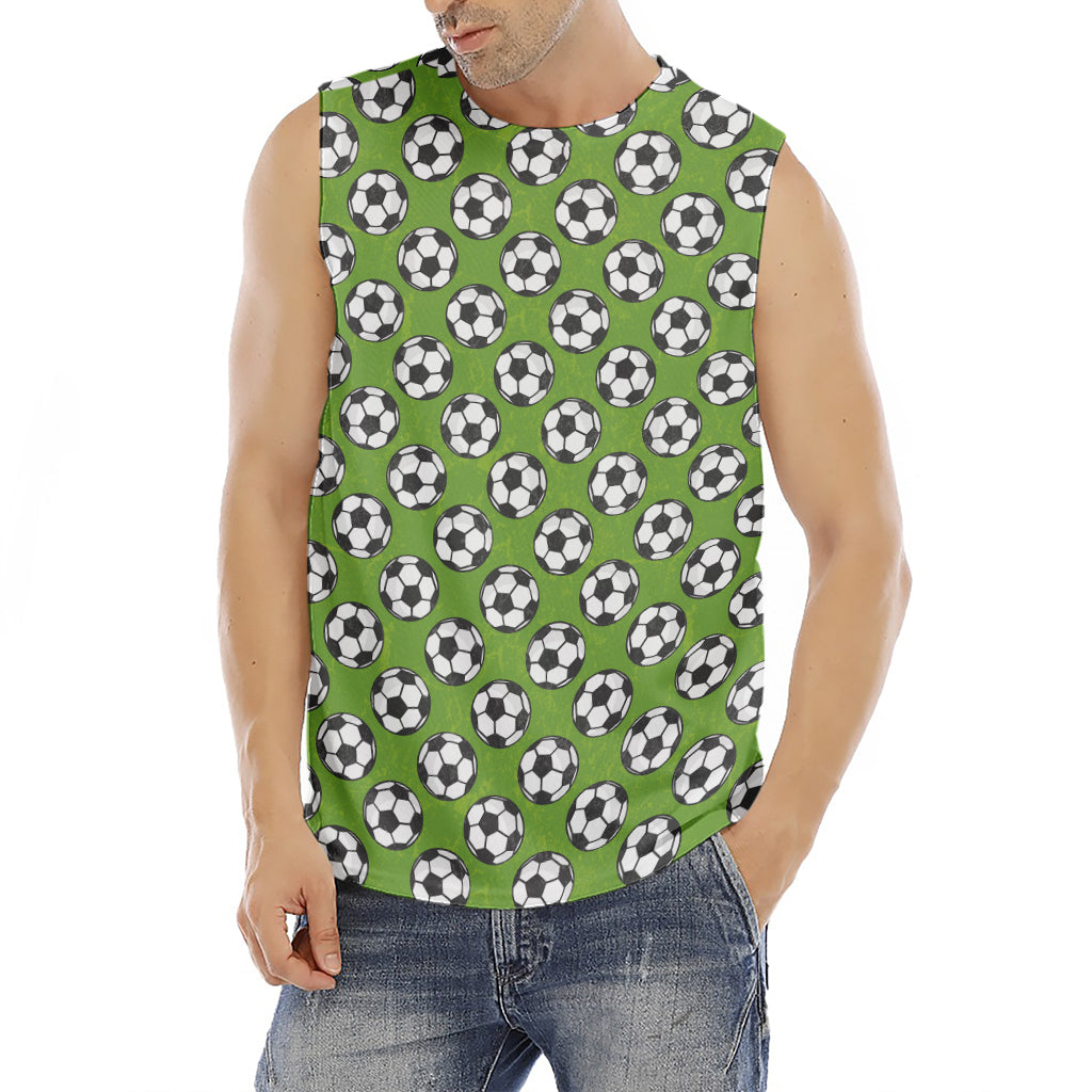 Green Soccer Ball Pattern Print Men's Fitness Tank Top