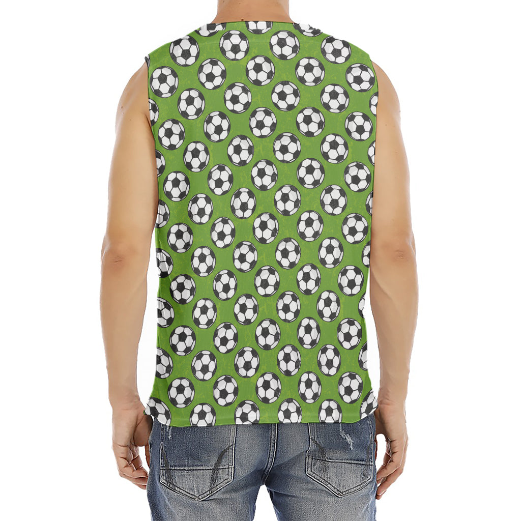 Green Soccer Ball Pattern Print Men's Fitness Tank Top