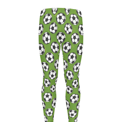 Green Soccer Ball Pattern Print Men's leggings
