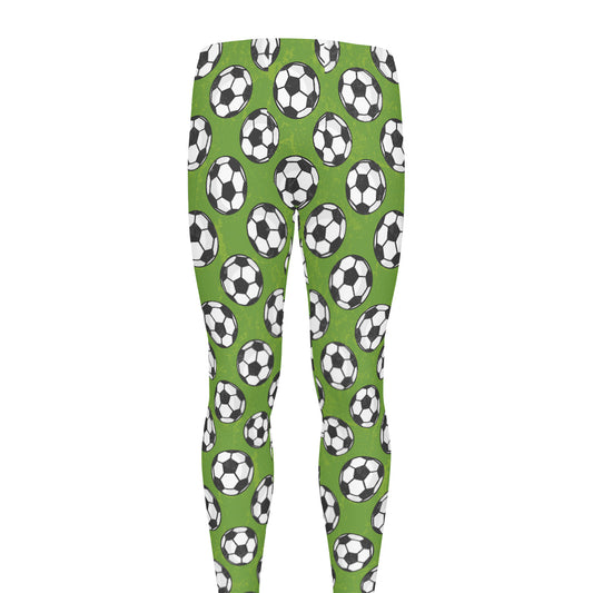 Green Soccer Ball Pattern Print Men's leggings
