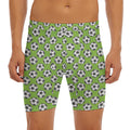 Green Soccer Ball Pattern Print Men's Long Boxer Briefs