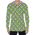 Green Soccer Ball Pattern Print Men's Long Sleeve T-Shirt