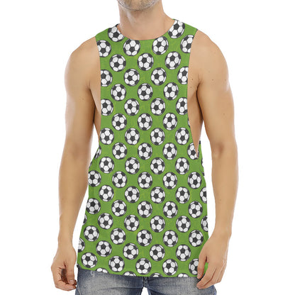 Green Soccer Ball Pattern Print Men's Muscle Tank Top