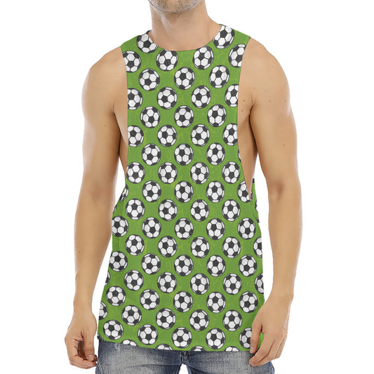 Green Soccer Ball Pattern Print Men's Muscle Tank Top
