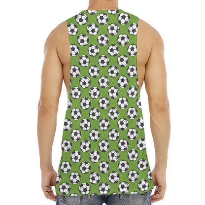 Green Soccer Ball Pattern Print Men's Muscle Tank Top