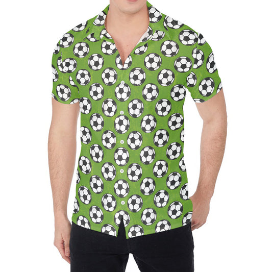 Green Soccer Ball Pattern Print Men's Shirt