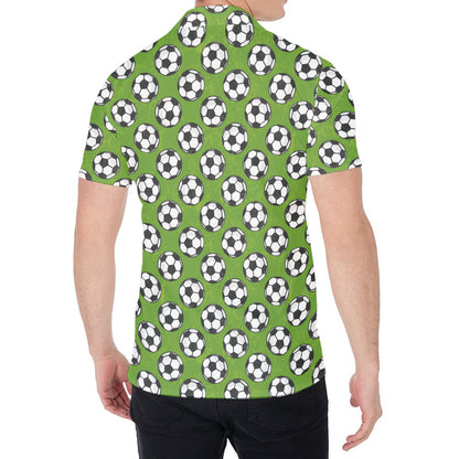 Green Soccer Ball Pattern Print Men's Shirt