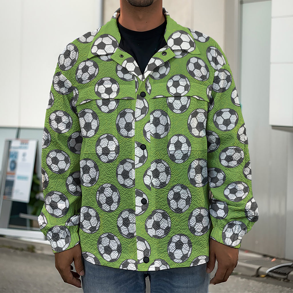 Green Soccer Ball Pattern Print Men's Shirt Jacket