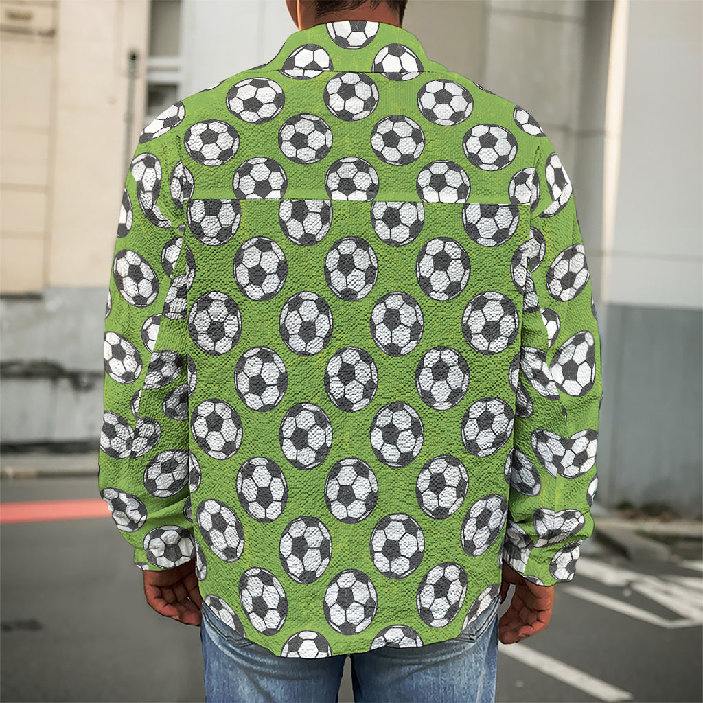Green Soccer Ball Pattern Print Men's Shirt Jacket