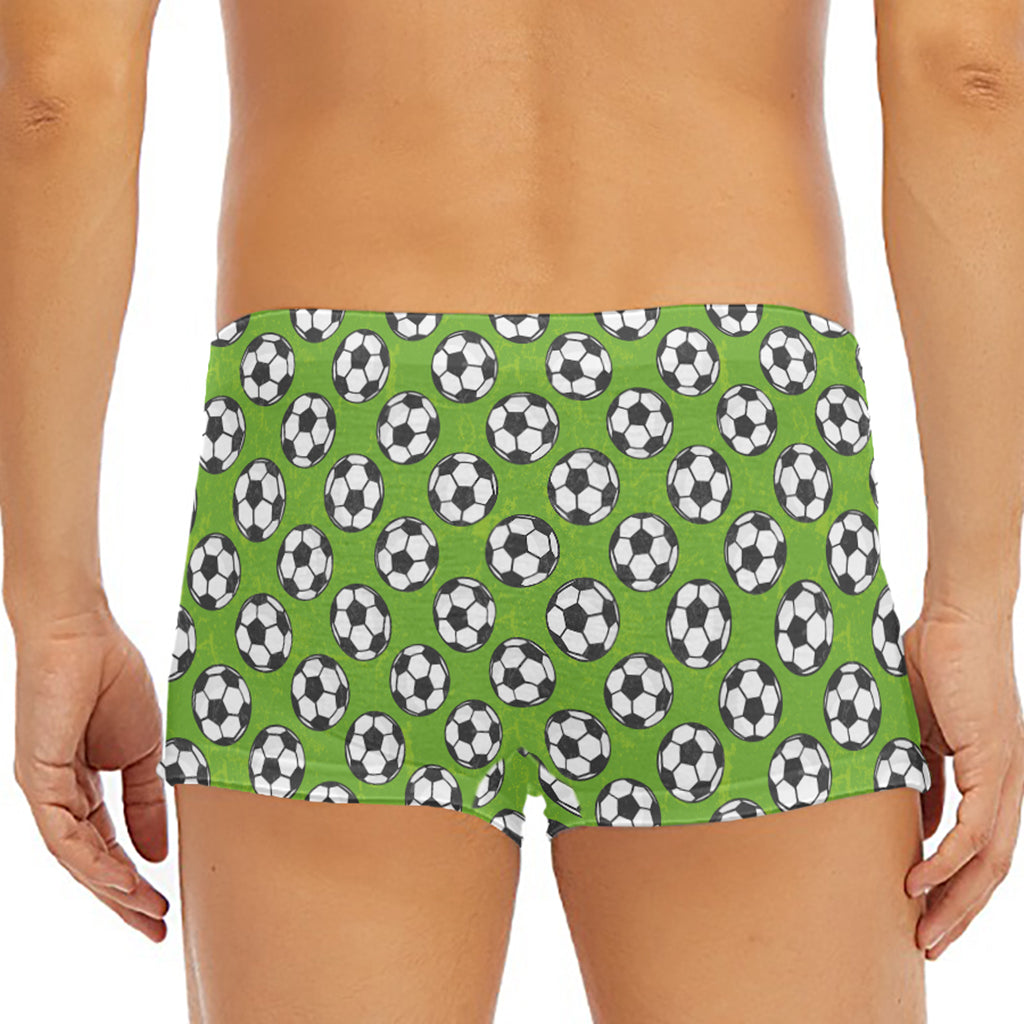 Green Soccer Ball Pattern Print Men's Short Boxer Briefs
