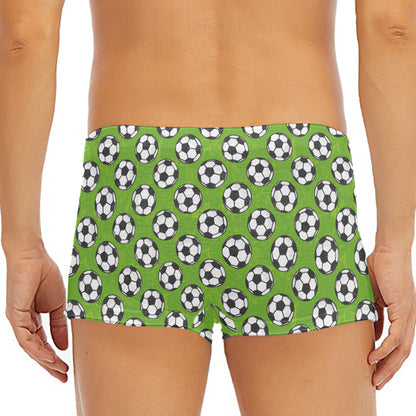 Green Soccer Ball Pattern Print Men's Short Boxer Briefs