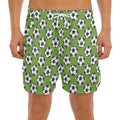 Green Soccer Ball Pattern Print Men's Split Running Shorts