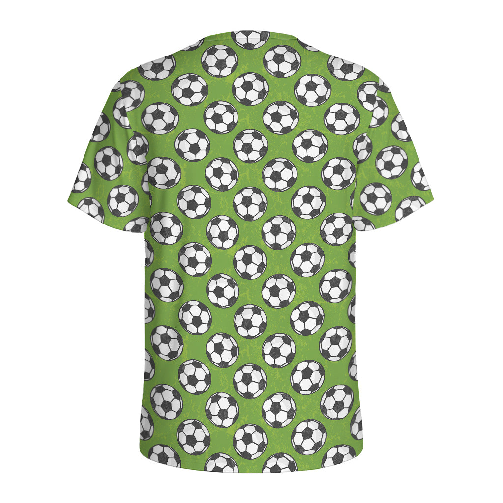 Green Soccer Ball Pattern Print Men's Sports T-Shirt
