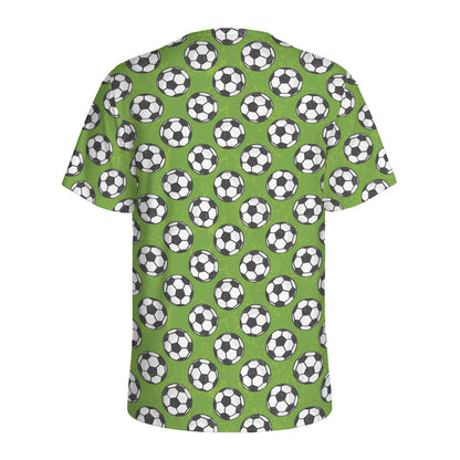 Green Soccer Ball Pattern Print Men's Sports T-Shirt