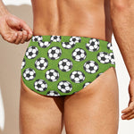Green Soccer Ball Pattern Print Men's Swim Briefs