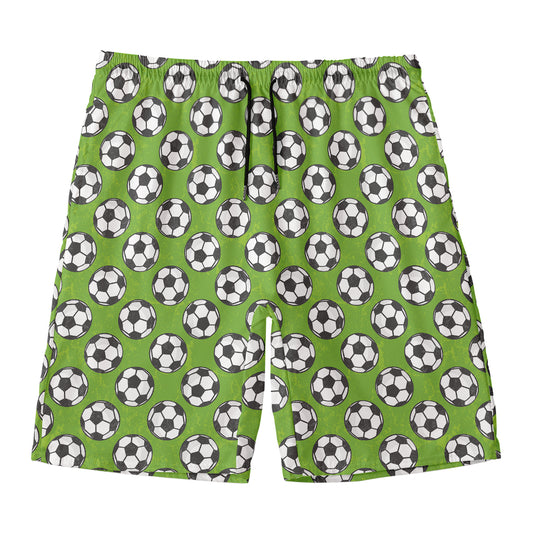 Green Soccer Ball Pattern Print Men's Swim Trunks