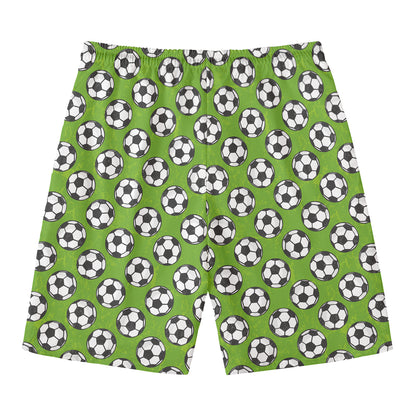 Green Soccer Ball Pattern Print Men's Swim Trunks