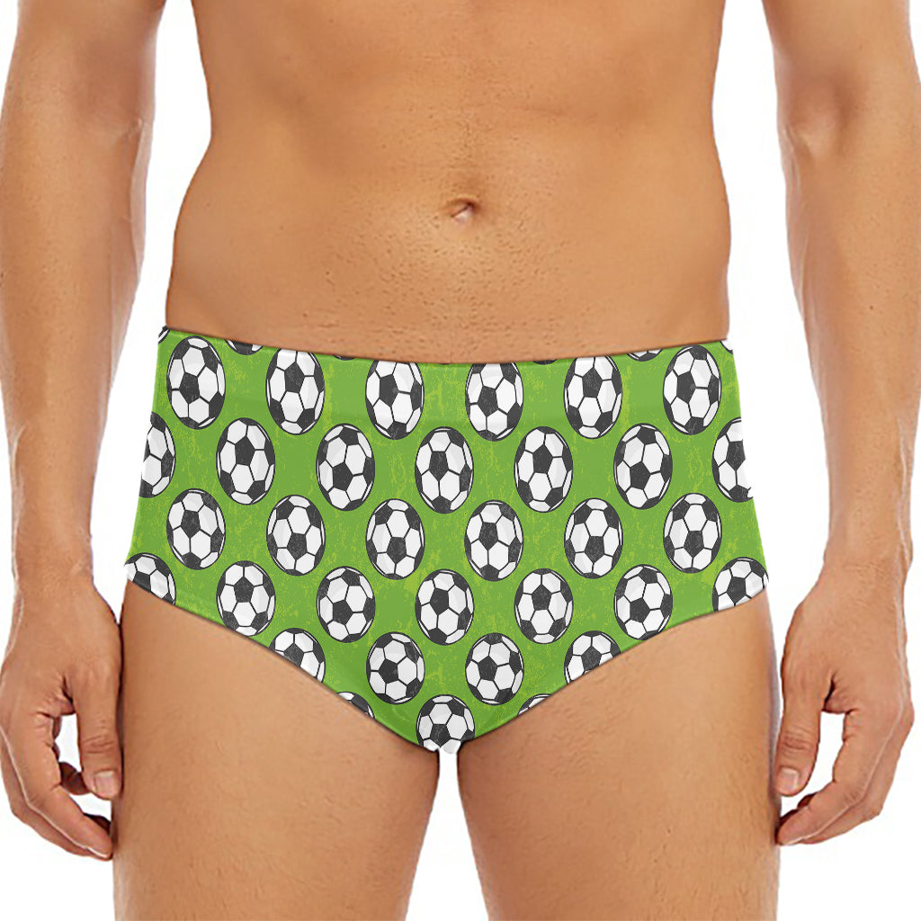 Green Soccer Ball Pattern Print Men's Triangle Swim Briefs