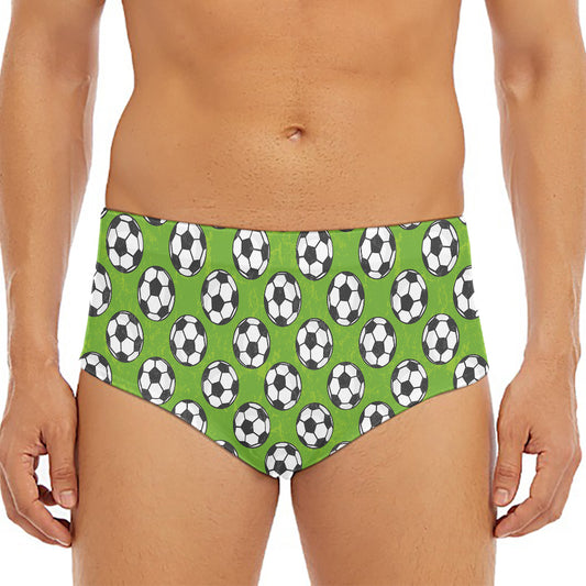 Green Soccer Ball Pattern Print Men's Triangle Swim Briefs
