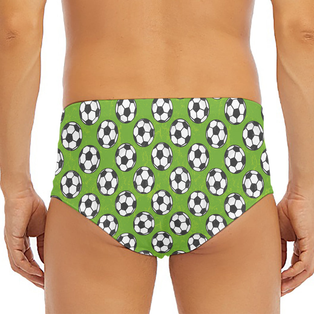Green Soccer Ball Pattern Print Men's Triangle Swim Briefs