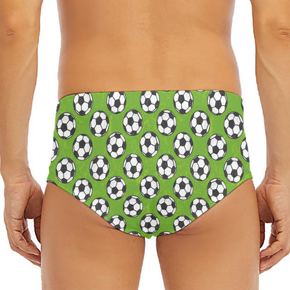 Green Soccer Ball Pattern Print Men's Triangle Swim Briefs