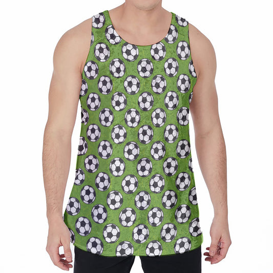 Green Soccer Ball Pattern Print Men's Velvet Tank Top